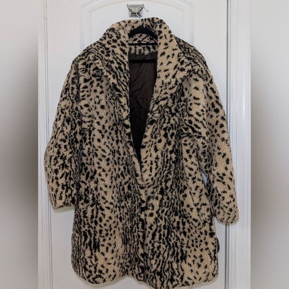 Vintage Faux Fur Leopard Coat Medium Modacrylic Plush Jacket MobWife - Picture 1 of 8
